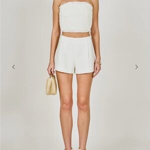 Endless Rose White High-Waist Tailored Shorts